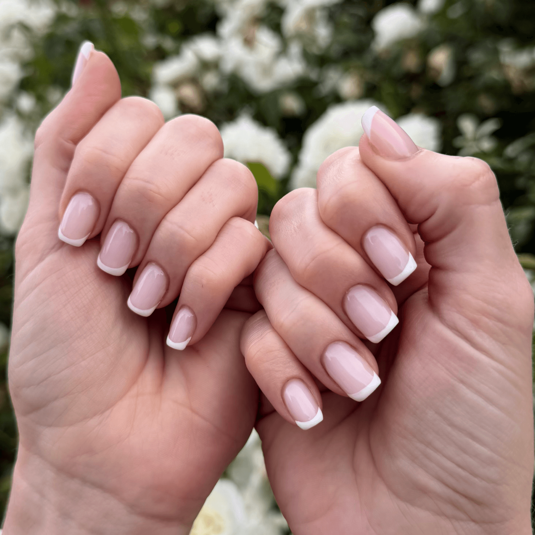 Bridal nails with French tips and roses